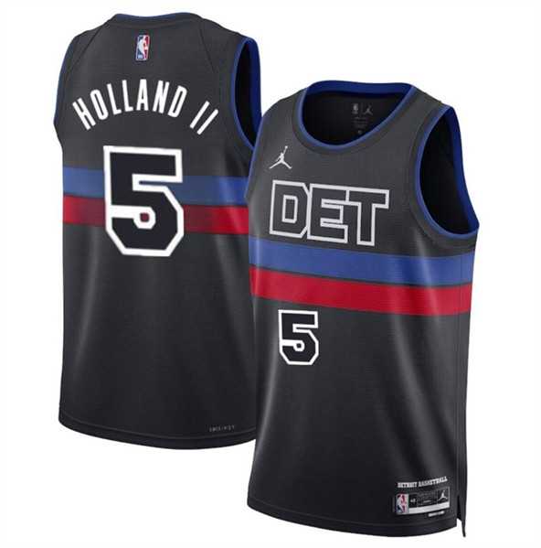 Men%27s Detroit Pistons #5 Ron Holland II Black 2024 Draft Statement Edition Stitched Jersey Dzhi->los angeles lakers->NBA Jersey